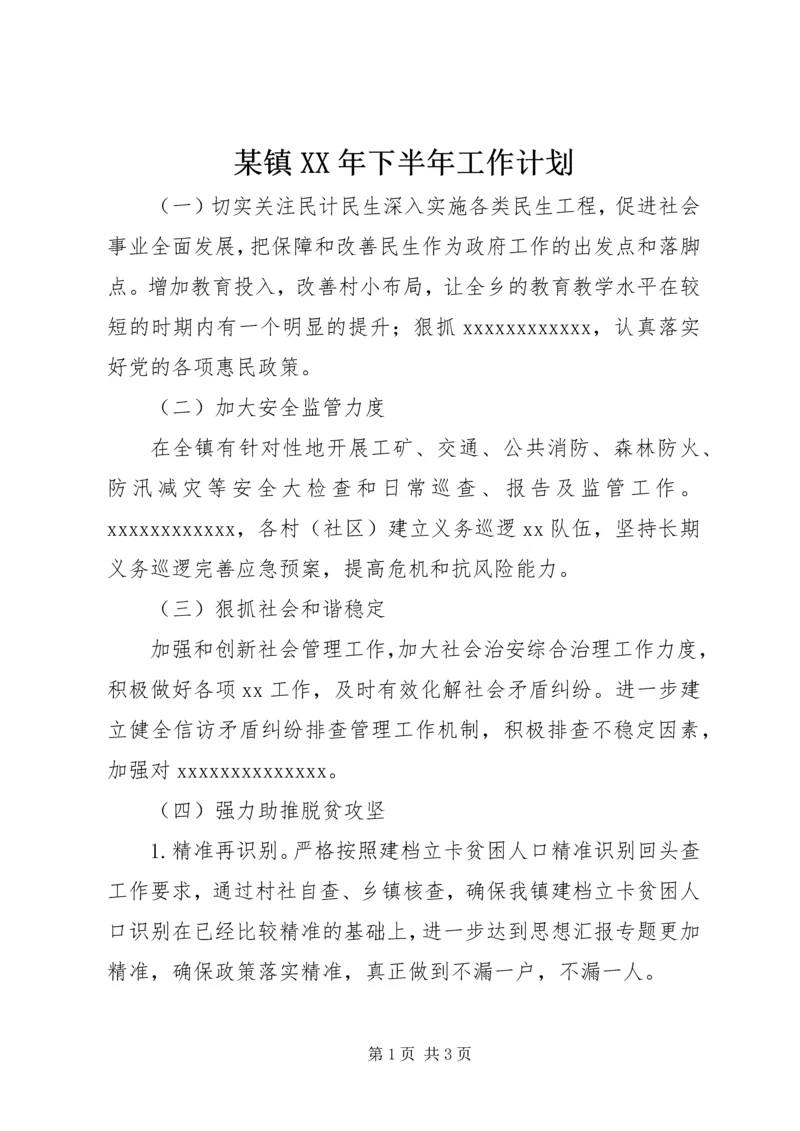 某镇XX年下半年工作计划.docx