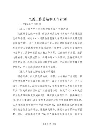 民委工作总结和工作计划.docx