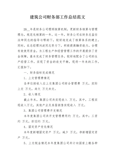 建筑公司财务部工作总结范文.docx