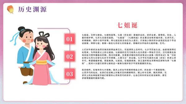 中国风手绘浪漫七夕节日科普PPT模板