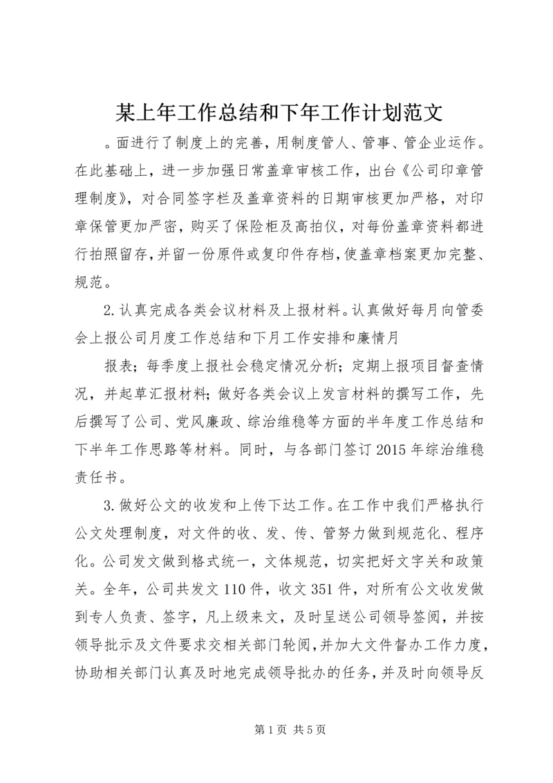 某上年工作总结和下年工作计划范文.docx