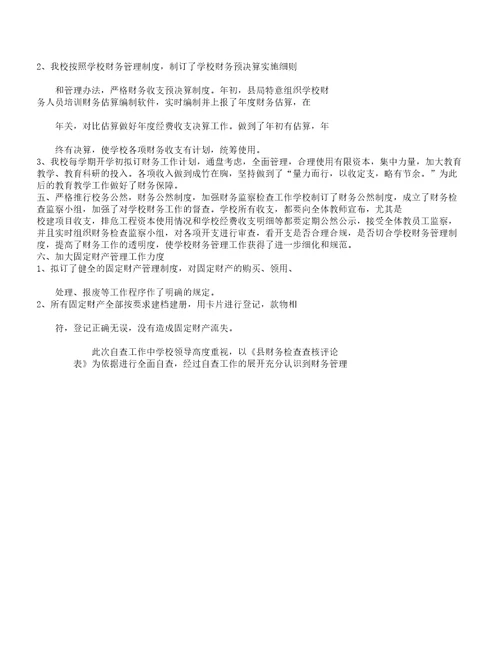 学校财务管理自查报告计划版