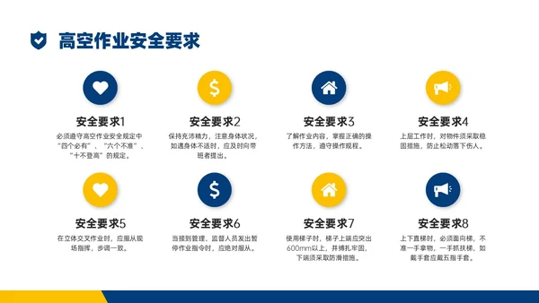 蓝黄商务实拍高空作业安全管理培训PPT课件