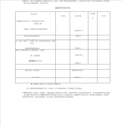 物业管理项目接管方案