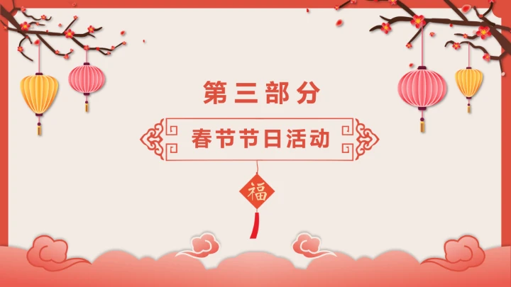 喜庆中国风春节介绍春节习俗简介PPT模板
