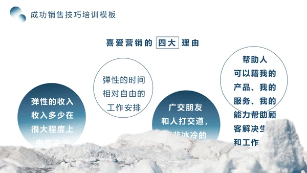 销售技巧培训，冰天雪地背景的通用PPT模板