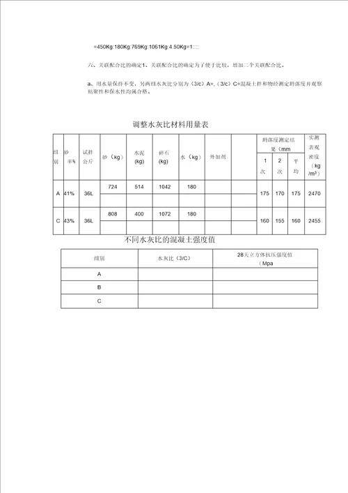 C泵送混凝土配合比设计说明