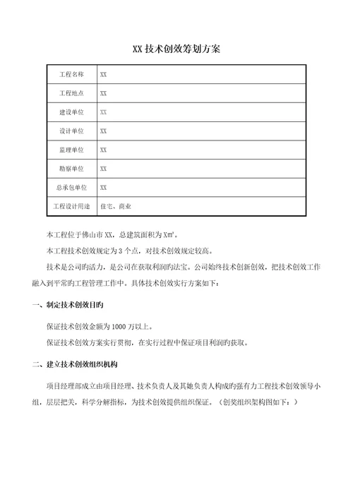 重点技术创效专题策划专题方案