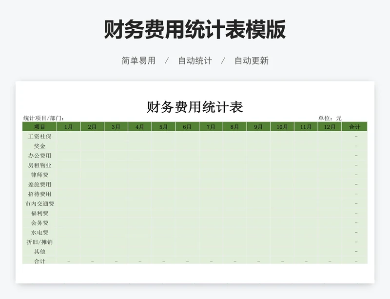 财务费用统计表模版