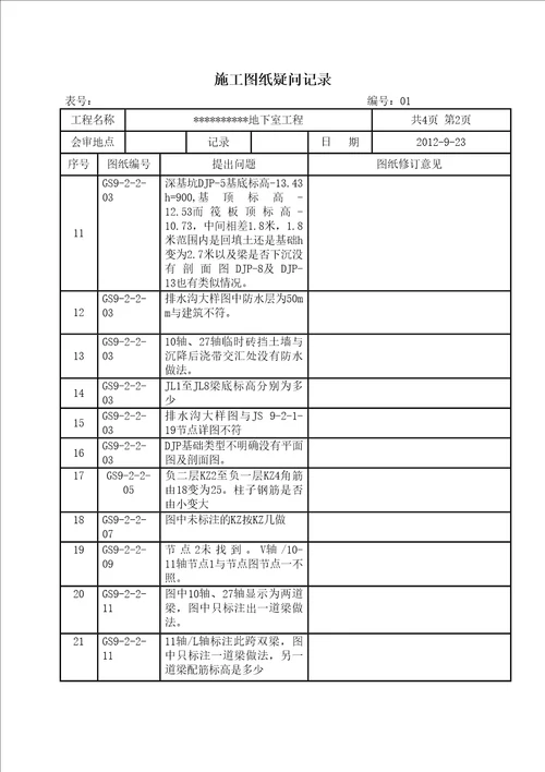 图纸答疑格式