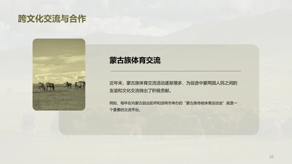 绿色现代蒙古族体育运动科普PPT模板