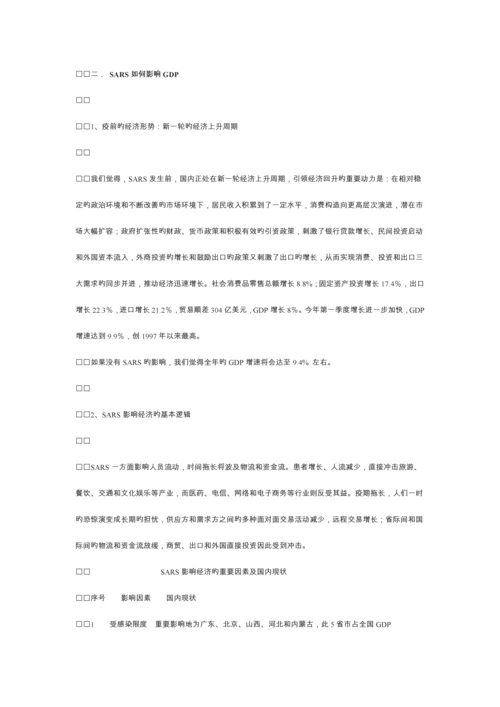 SARS对中国经济的影响专题研究报告.docx