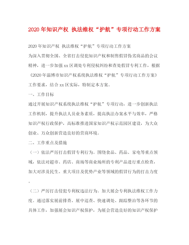 精编之年知识产权执法维权护航专项行动工作方案.docx