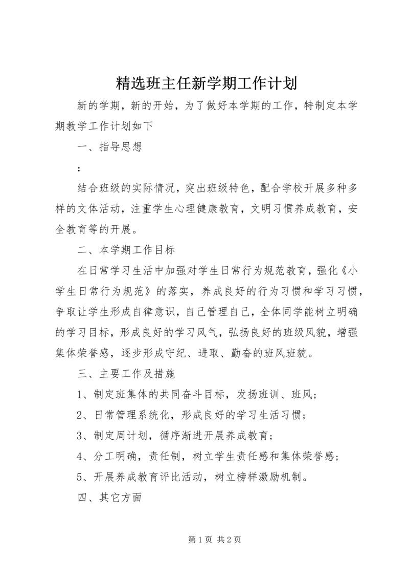 精选班主任新学期工作计划.docx