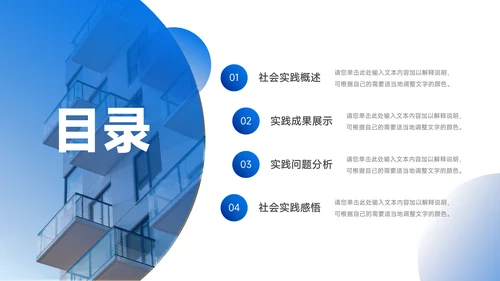 蓝色大气社会实践报告PPT模板