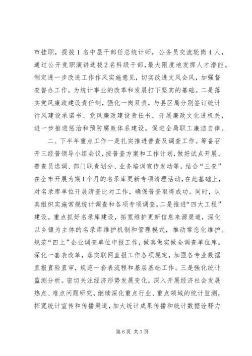 市统计局上半年工作总结及下半年工作计划.docx