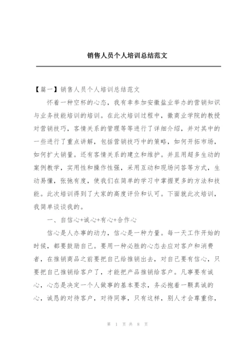 销售人员个人培训总结范文.docx