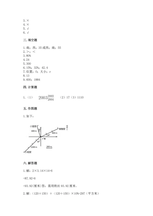 小学数学六年级上册期末测试卷及参考答案【黄金题型】.docx