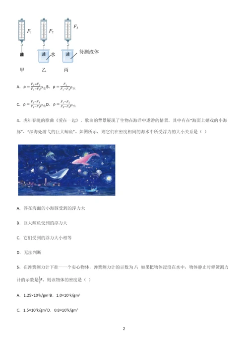 通用版初中物理八年级物理下册第十章浮力重点易错题.docx