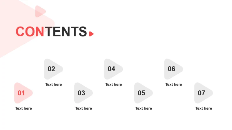 红色三角形扁平7项PPT目录