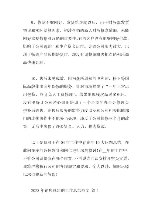 2023年销售总监的工作总结范文