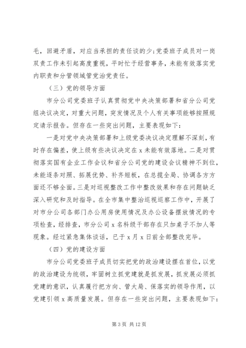 企业领导班子巡视整改专题民主生活会对照检查材料.docx