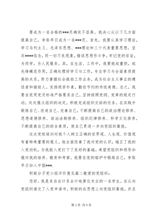 积极分子党小组评价意见.docx
