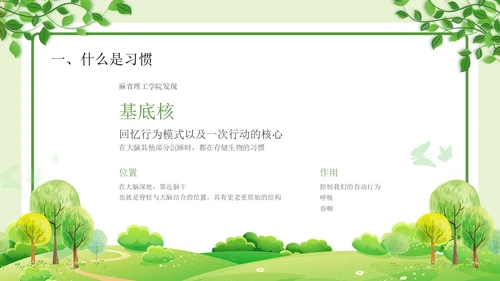 绿色清新简约习惯的力量习惯教育课件主题班会PPT习惯力量