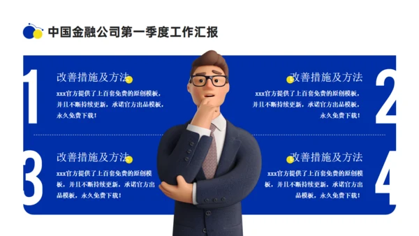 3D商务人士季度工作汇报总结通用PPT模板