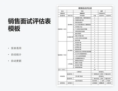 销售面试评估表模板