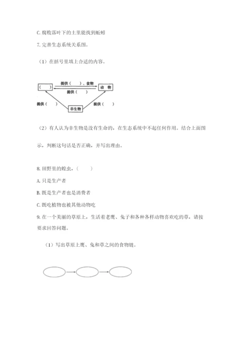 教科版科学五年级下册第一单元《生物与环境》测试卷及完整答案【全优】.docx