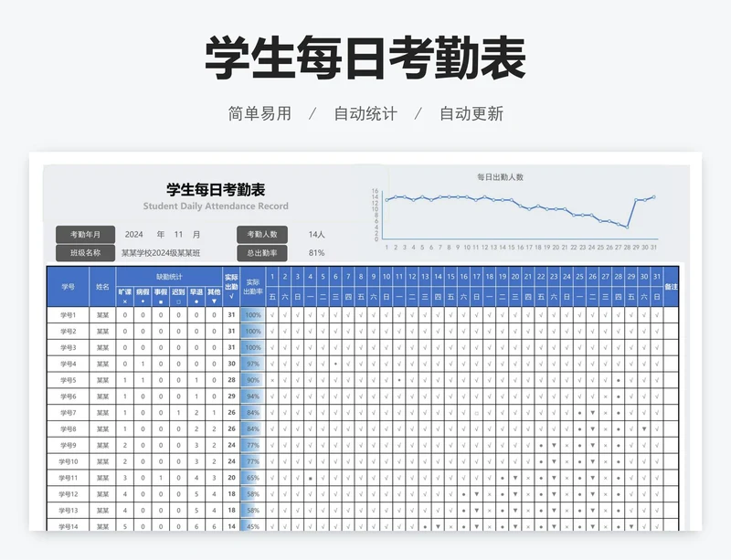 学生每日考勤表