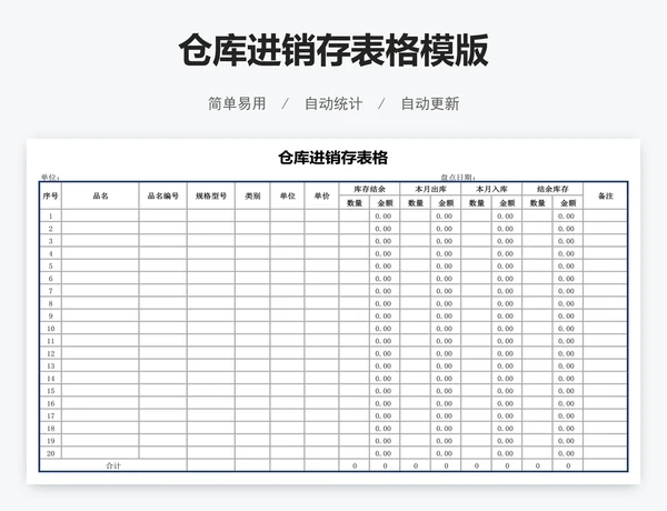 仓库进销存表格模版