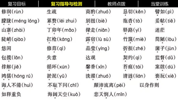七年级下册语文复习专题二：字词梳理 课件（含截屏）