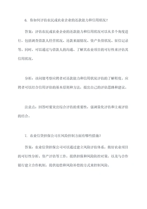 省农业信贷担保公司面试题