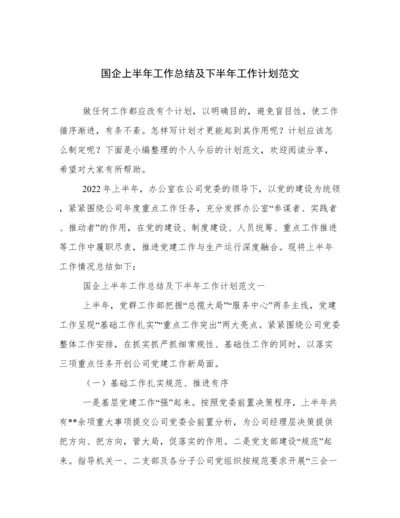 国企上半年工作总结及下半年工作计划范文.docx