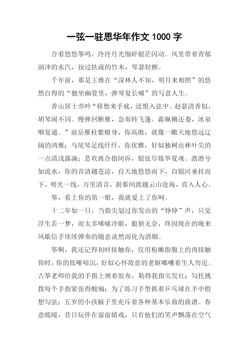 一弦一驻思华年作文1000字.docx