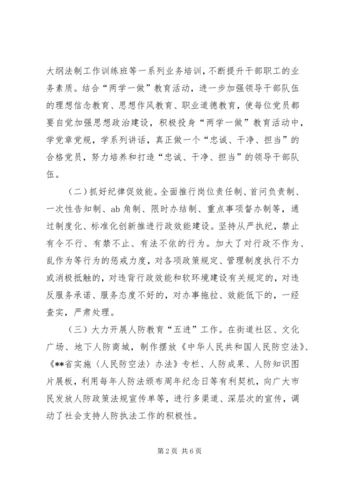 人防办党风廉政建设工作总结.docx