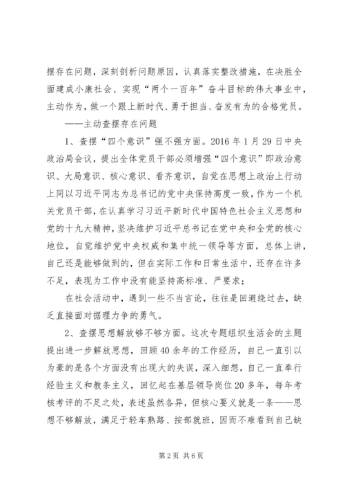 新时代新担当新作为组织生活会个人对照查摆剖析材料与整改措施.docx