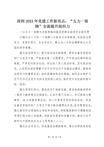 深圳20XX年党建工作新亮点：“五力一保障”全面提升组织力.docx