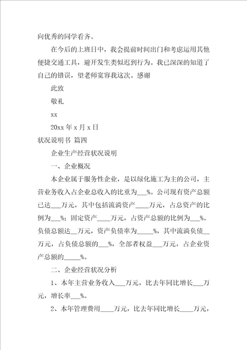 情况说明书范文