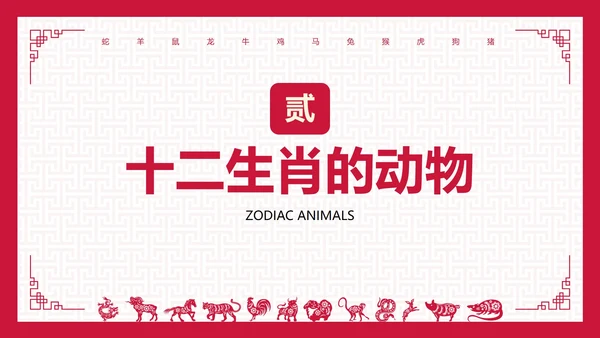 国风纹理中国传统文化十二生肖主题科普PPT模板