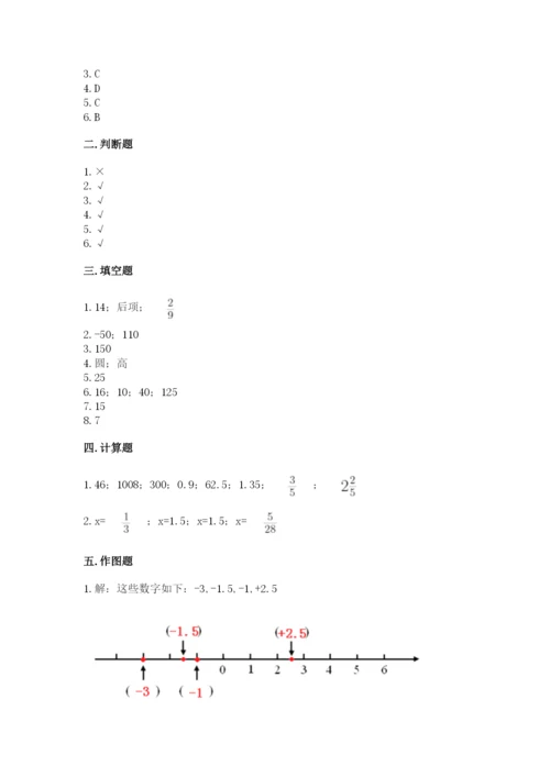 文水县六年级下册数学期末测试卷及参考答案.docx