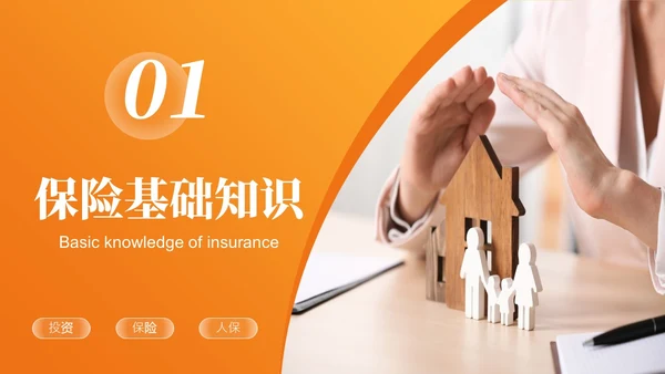 黄色渐变商务实拍风保险基础知识PPT模版