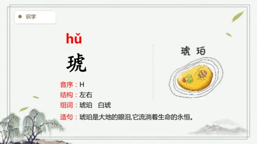 【2025春季学期教材】语文四下5.琥珀   生字识记课件
