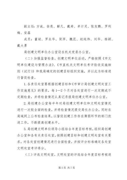 市审计局文明单位创建工作计划 (2).docx