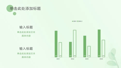浅绿色树叶小清新PPT模板