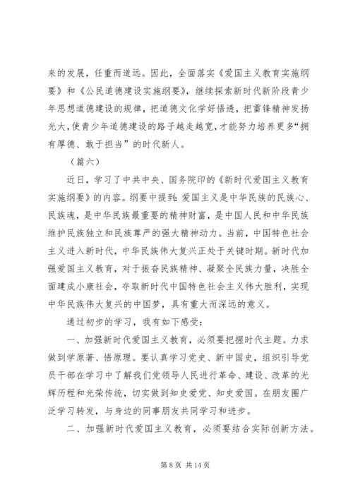 学习新时代爱国主义教育实施纲要心得体会（10篇）.docx