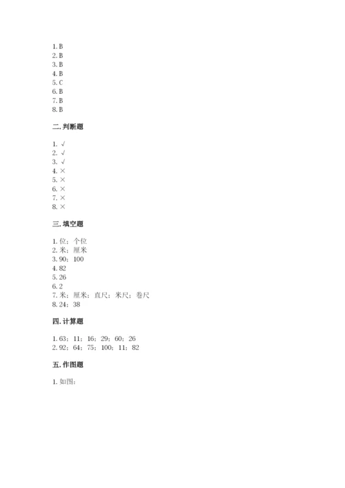 2022人教版二年级上册数学期中测试卷（b卷）.docx