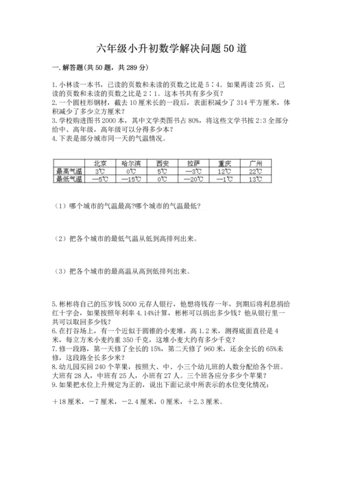 六年级小升初数学解决问题50道（巩固）word版.docx